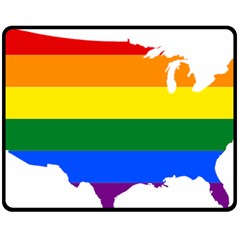 Usa Lgbt Flag Map Double Sided Fleece Blanket (medium)  by abbeyz71