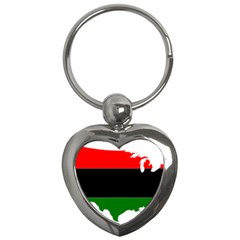 Pan-african Flag Map Of United States Key Chains (heart)  by abbeyz71