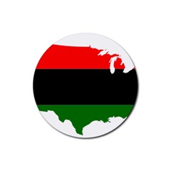 Pan-african Flag Map Of United States Rubber Coaster (round)  by abbeyz71