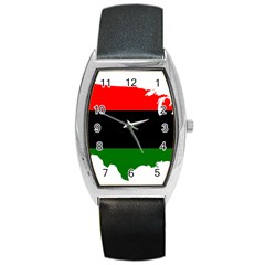 Pan-african Flag Map Of United States Barrel Style Metal Watch by abbeyz71