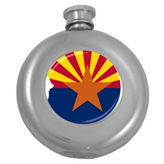 Flag Map Of Arizona Round Hip Flask (5 Oz) by abbeyz71