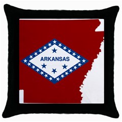 Flag Map Of Arkansas Throw Pillow Case (black) by abbeyz71