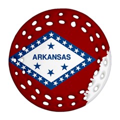 Flag Map Of Arkansas Ornament (round Filigree) by abbeyz71