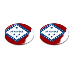 Flag Map Of Arkansas Cufflinks (oval) by abbeyz71