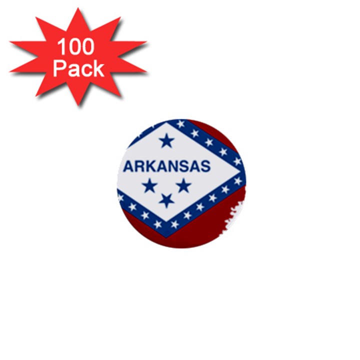Flag Map Of Arkansas 1  Mini Buttons (100 pack) 