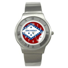 Flag Map Of Arkansas Stainless Steel Watch by abbeyz71