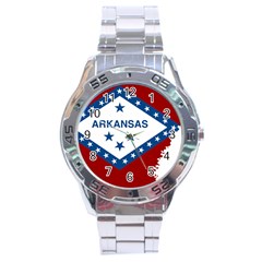 Flag Map Of Arkansas Stainless Steel Analogue Watch by abbeyz71