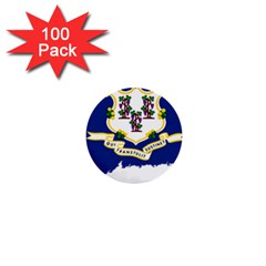 Flag Map Of Connecticut 1  Mini Buttons (100 Pack) 