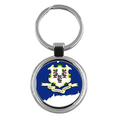 Flag Map Of Connecticut Key Chains (round)  by abbeyz71