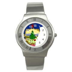 Flag Map Of Vermont Stainless Steel Watch by abbeyz71