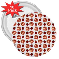 Pasta Pattern 3  Buttons (10 Pack) 