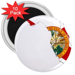 Flag Map of Florida  3  Magnets (10 pack) 