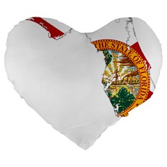 Flag Map Of Florida  Large 19  Premium Flano Heart Shape Cushions by abbeyz71