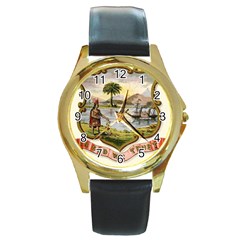 Historical Florida Coat Of Arms Round Gold Metal Watch by abbeyz71