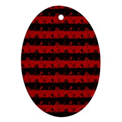 Blood Red And Black Halloween Nightmare Stripes  Ornament (oval) by PodArtist