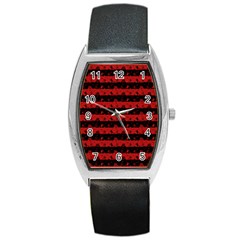 Blood Red And Black Halloween Nightmare Stripes  Barrel Style Metal Watch by PodArtist