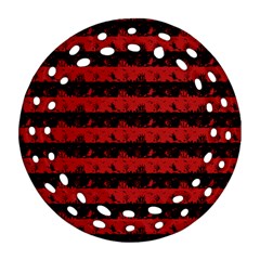 Blood Red And Black Halloween Nightmare Stripes  Round Filigree Ornament (two Sides) by PodArtist