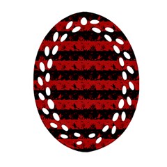 Blood Red And Black Halloween Nightmare Stripes  Oval Filigree Ornament (two Sides) by PodArtist