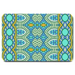 Green Blue Shapes                                            Large Doormat by LalyLauraFLM