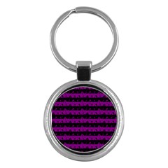 Zombie Purple And Black Halloween Nightmare Stripes  Key Chains (round)  by PodArtist