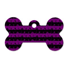 Zombie Purple And Black Halloween Nightmare Stripes  Dog Tag Bone (one Side) by PodArtist