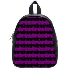 Zombie Purple And Black Halloween Nightmare Stripes  School Bag (small) by PodArtist