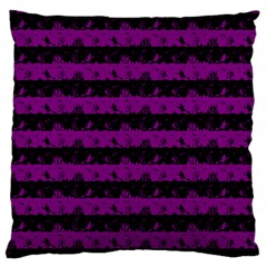 Zombie Purple And Black Halloween Nightmare Stripes  Large Cushion Case (two Sides) by PodArtist