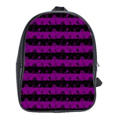 Zombie Purple And Black Halloween Nightmare Stripes  School Bag (xl) by PodArtist