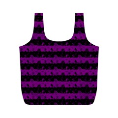 Zombie Purple And Black Halloween Nightmare Stripes  Full Print Recycle Bag (m) by PodArtist