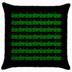 Alien Green And Black Halloween Nightmare Stripes  Throw Pillow Case (black) by PodArtist