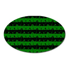 Alien Green And Black Halloween Nightmare Stripes  Oval Magnet by PodArtist