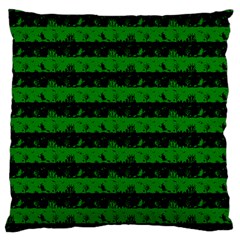 Alien Green And Black Halloween Nightmare Stripes  Large Cushion Case (one Side) by PodArtist