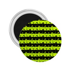 Slime Green And Black Halloween Nightmare Stripes  2 25  Magnets by PodArtist