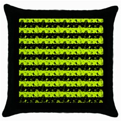 Slime Green And Black Halloween Nightmare Stripes  Throw Pillow Case (black) by PodArtist