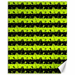 Slime Green And Black Halloween Nightmare Stripes  Canvas 16  X 20  by PodArtist