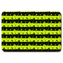 Slime Green And Black Halloween Nightmare Stripes  Large Doormat  by PodArtist