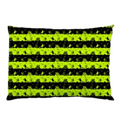 Slime Green And Black Halloween Nightmare Stripes  Pillow Case (two Sides) by PodArtist