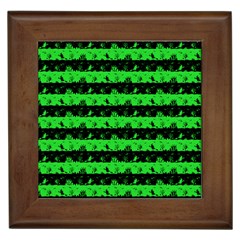 Monster Green And Black Halloween Nightmare Stripes  Framed Tiles by PodArtist