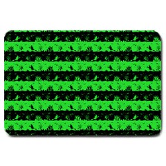 Monster Green And Black Halloween Nightmare Stripes  Large Doormat  by PodArtist