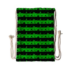 Monster Green And Black Halloween Nightmare Stripes  Drawstring Bag (small) by PodArtist