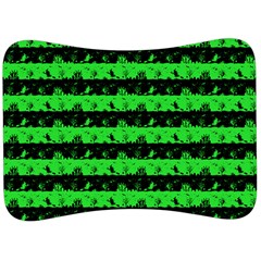 Monster Green And Black Halloween Nightmare Stripes  Velour Seat Head Rest Cushion by PodArtist