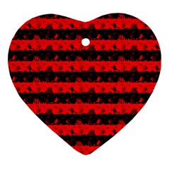 Red Devil And Black Halloween Nightmare Stripes  Ornament (heart) by PodArtist