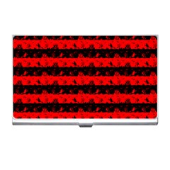 Red Devil And Black Halloween Nightmare Stripes  Business Card Holder by PodArtist