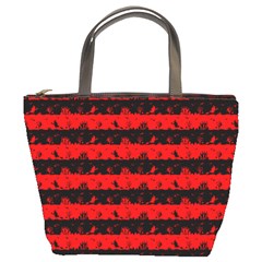 Red Devil And Black Halloween Nightmare Stripes  Bucket Bag by PodArtist