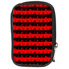 Red Devil And Black Halloween Nightmare Stripes  Compact Camera Leather Case by PodArtist