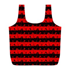 Red Devil And Black Halloween Nightmare Stripes  Full Print Recycle Bag (l) by PodArtist