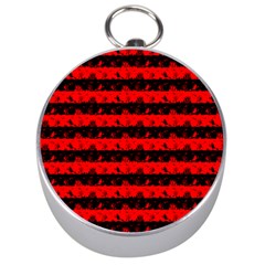 Red Devil And Black Halloween Nightmare Stripes  Silver Compasses by PodArtist