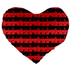 Donated Kidney Pink And Black Halloween Nightmare Stripes  Large 19  Premium Heart Shape Cushions by PodArtist