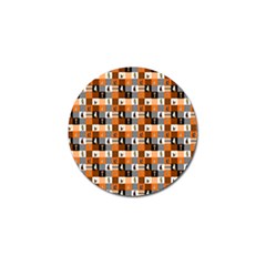 Witches, Monsters And Ghosts Halloween Orange And Black Patchwork Quilt Squares Golf Ball Marker (4 Pack) by PodArtist