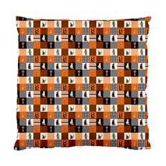 Witches, Monsters And Ghosts Halloween Orange And Black Patchwork Quilt Squares Standard Cushion Case (two Sides) by PodArtist